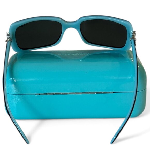 Tiffany & Co Black Sunglasses Rimmed in Signature Tiffany Blue Crystal Frame - Picture 3 of 16